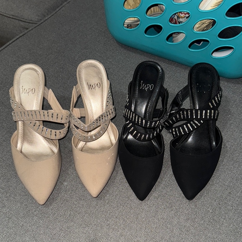 IMPO Women's Black and Tan Heels